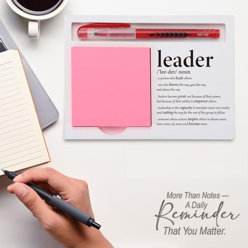 EFFJNSG Leader Definition Gifts Sticky Note Holder for Desk, Appreciation Gift for Boss, Manager, Mentor, Thank You Gift for Women Leader, Leadership, Graduation, Promotion Office Note Pad Holder EDP218 - Image 3